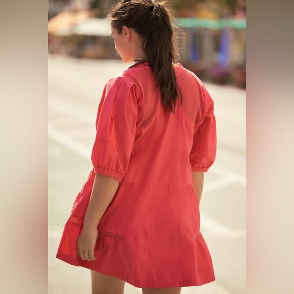 Anthropologie Daily Practice Pink Relaxed Tiered Mini Dress Size Small NWT - Picture 2 of 10